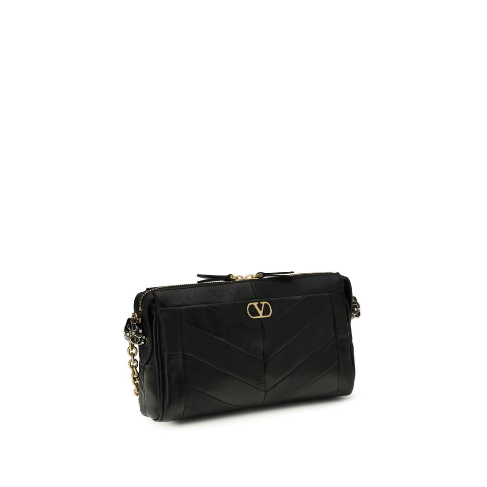 Valentino Garavani Black Calf Leather Bos Taurus Shoulder Bag Valentino Garavani