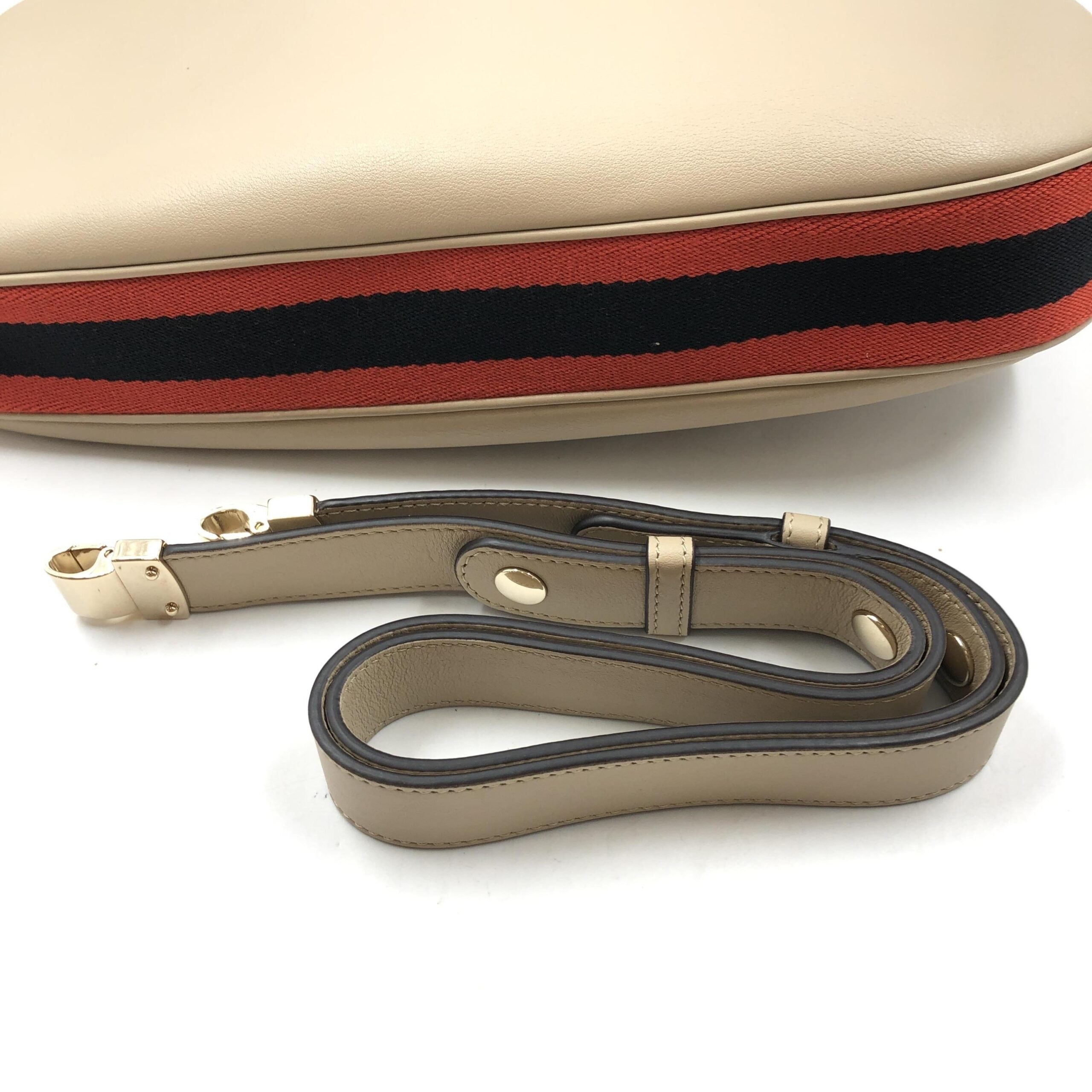 Gucci Aria Calfskin Web Large Attache Shoulder Bag Beige Gucci