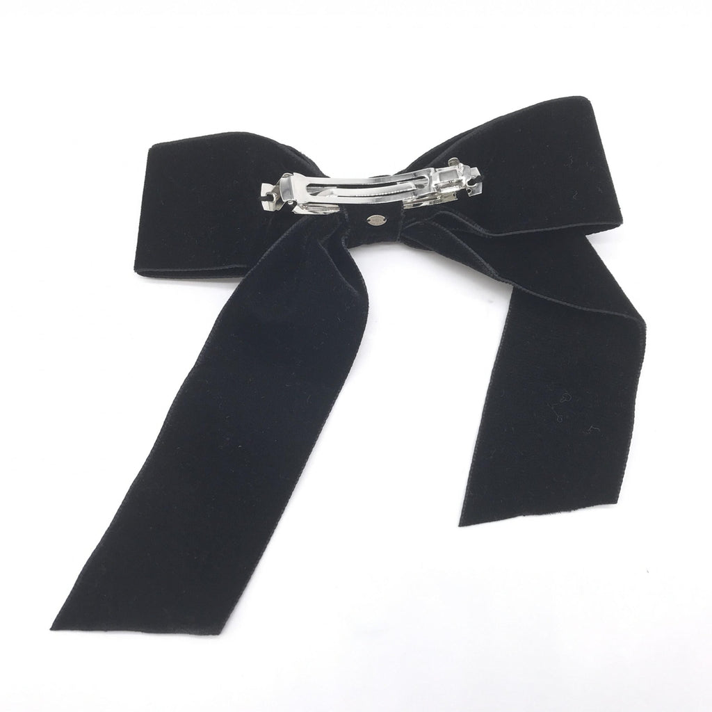 Chanel Black Velvet Bow Hair Accessory Chanel