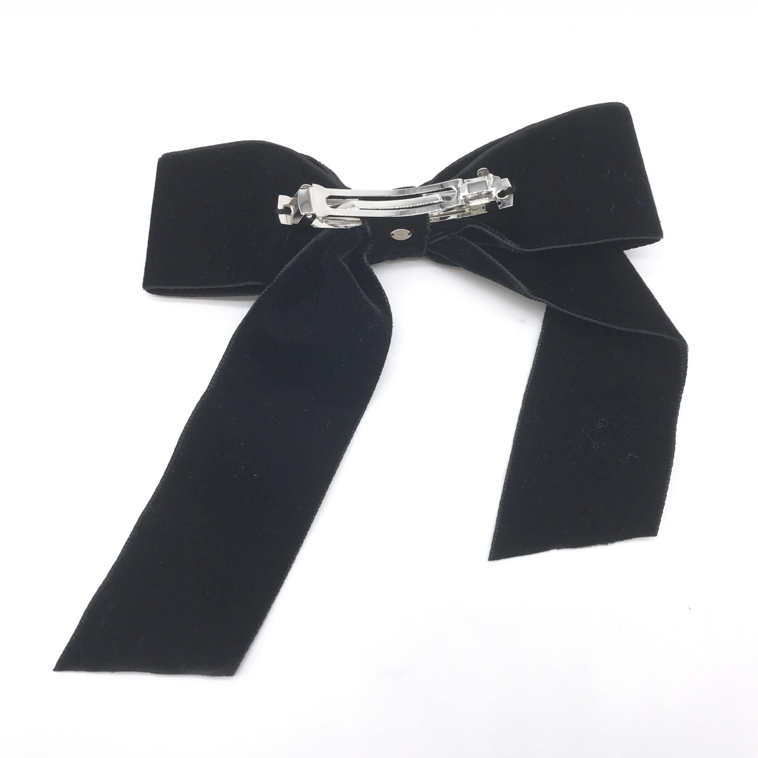 Chanel Black Velvet Bow Hair Accessory Chanel