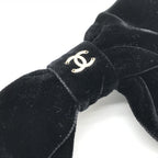 Chanel Black Velvet Bow Hair Accessory Chanel
