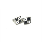 Chanel Coco Mark Earrings Black/White/Silver Chanel