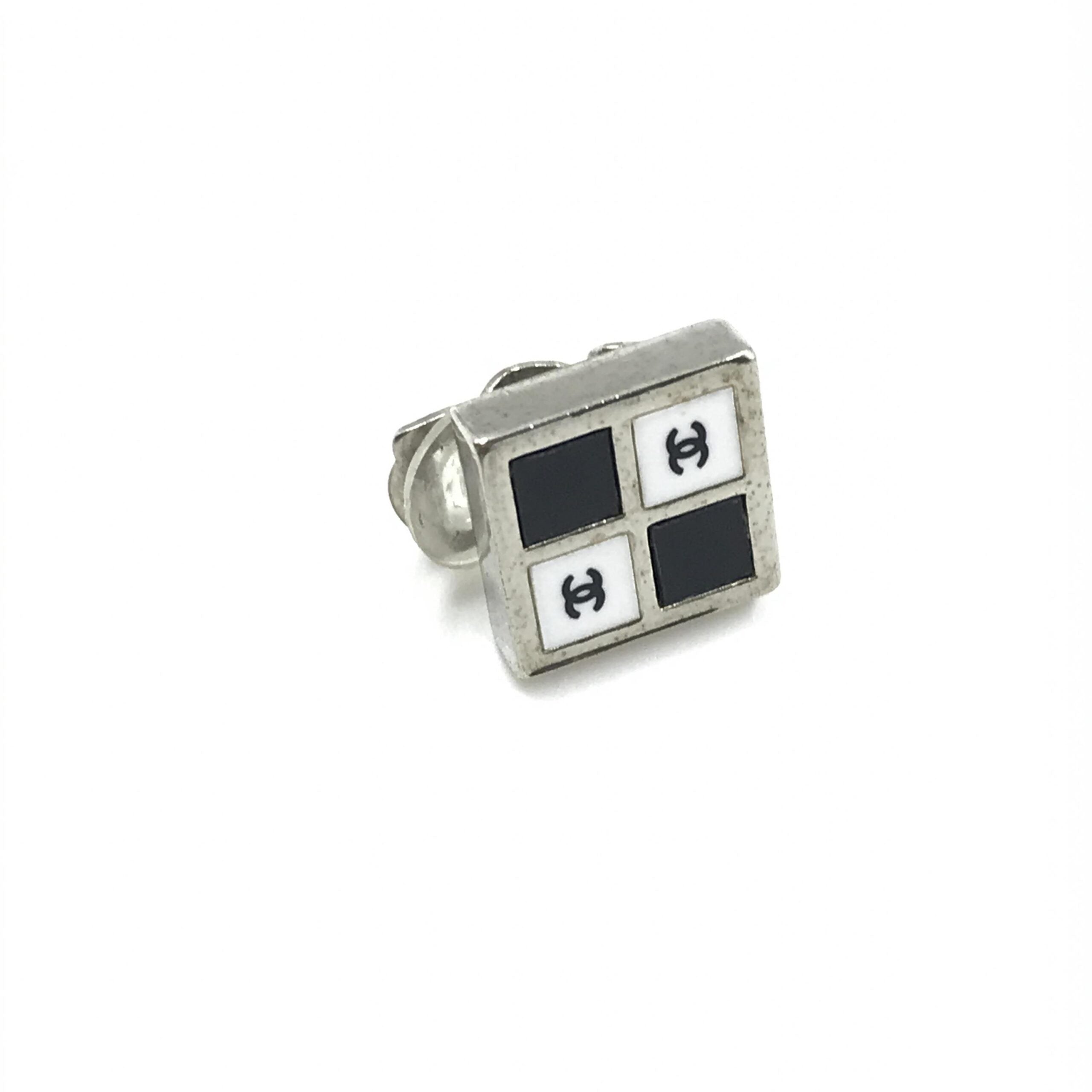 Chanel Coco Mark Earrings Black/White/Silver Chanel