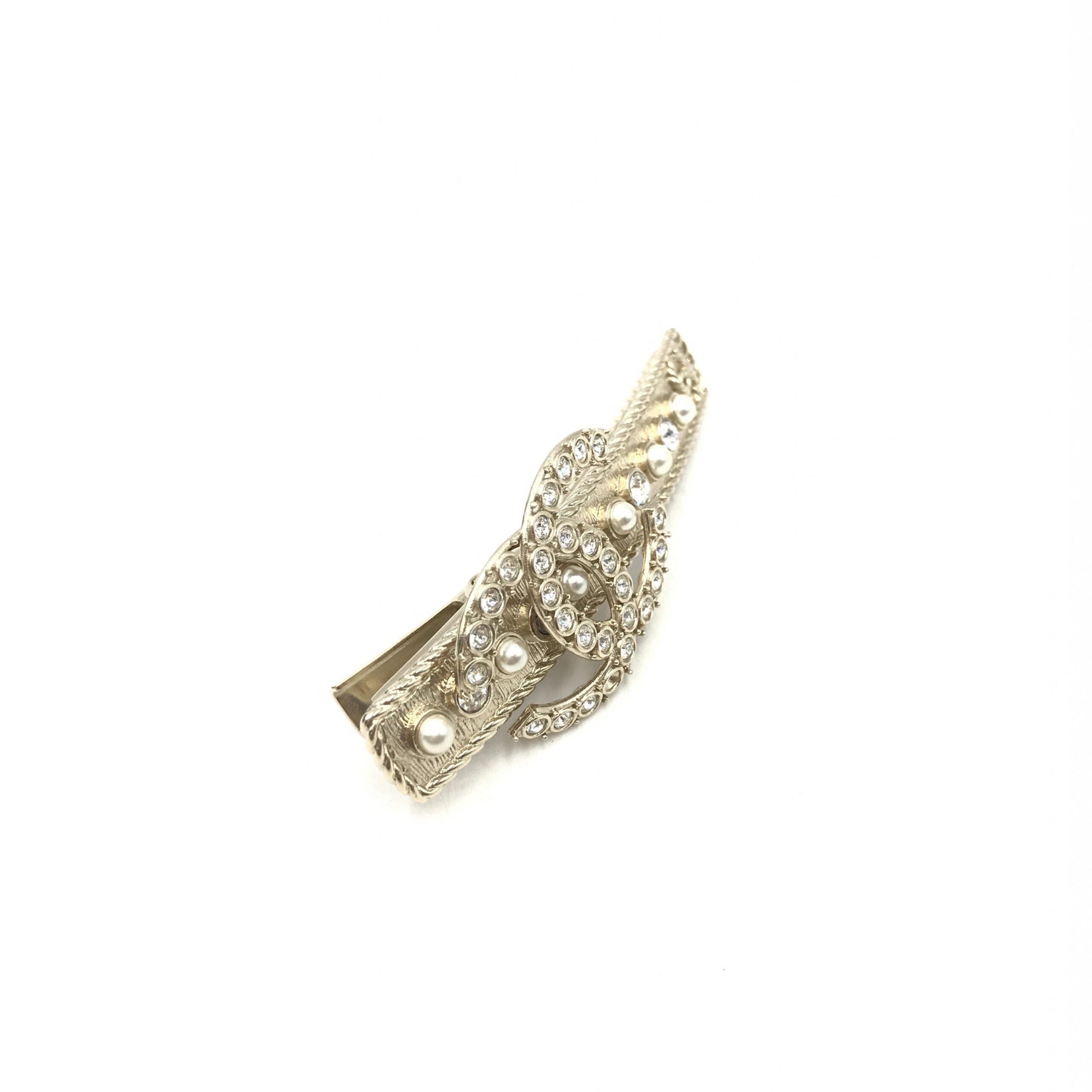 Chanel Crystal Pearl CC Hair Clip Chanel