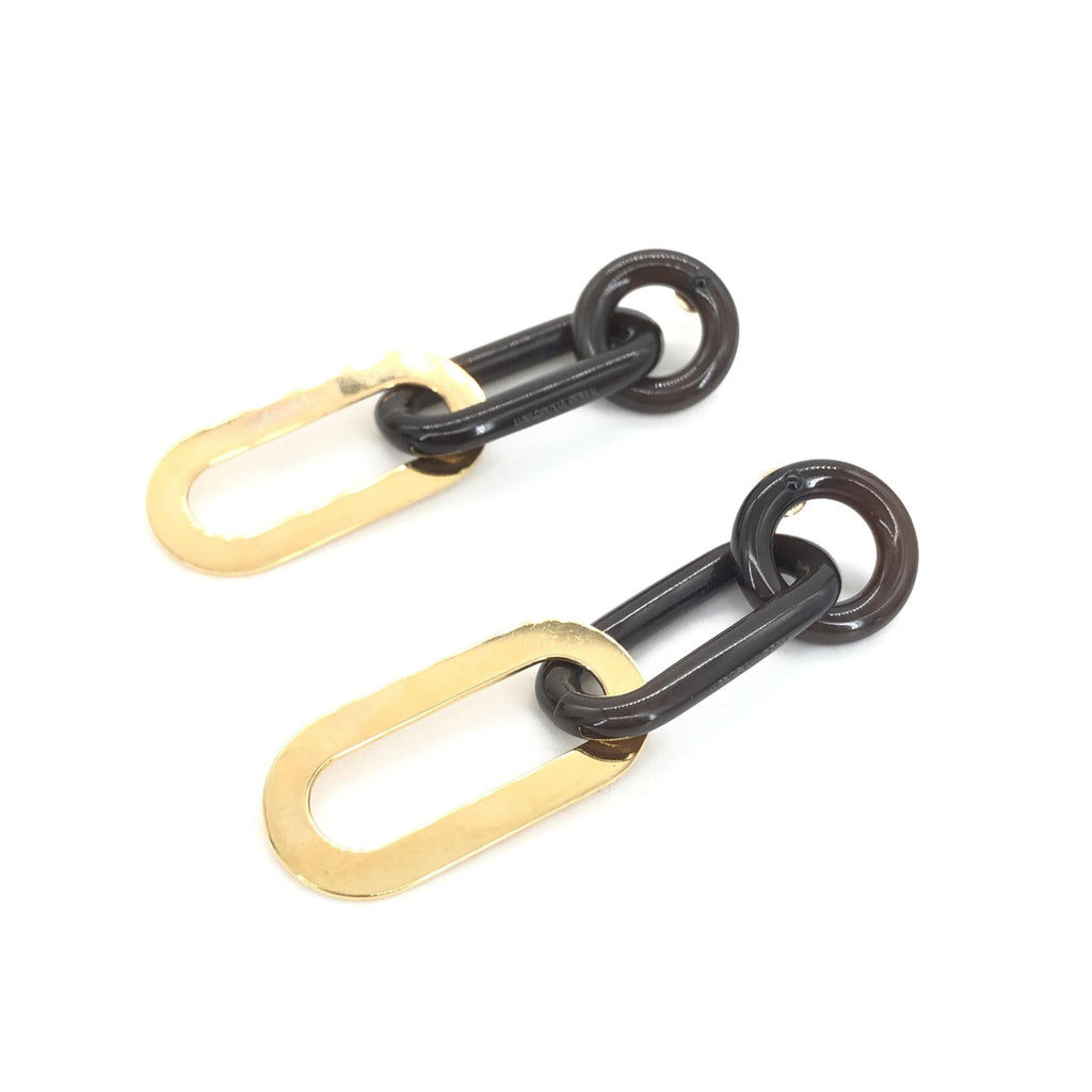 Hermès Gold Plated And Black Chain Link Earrings Hermès