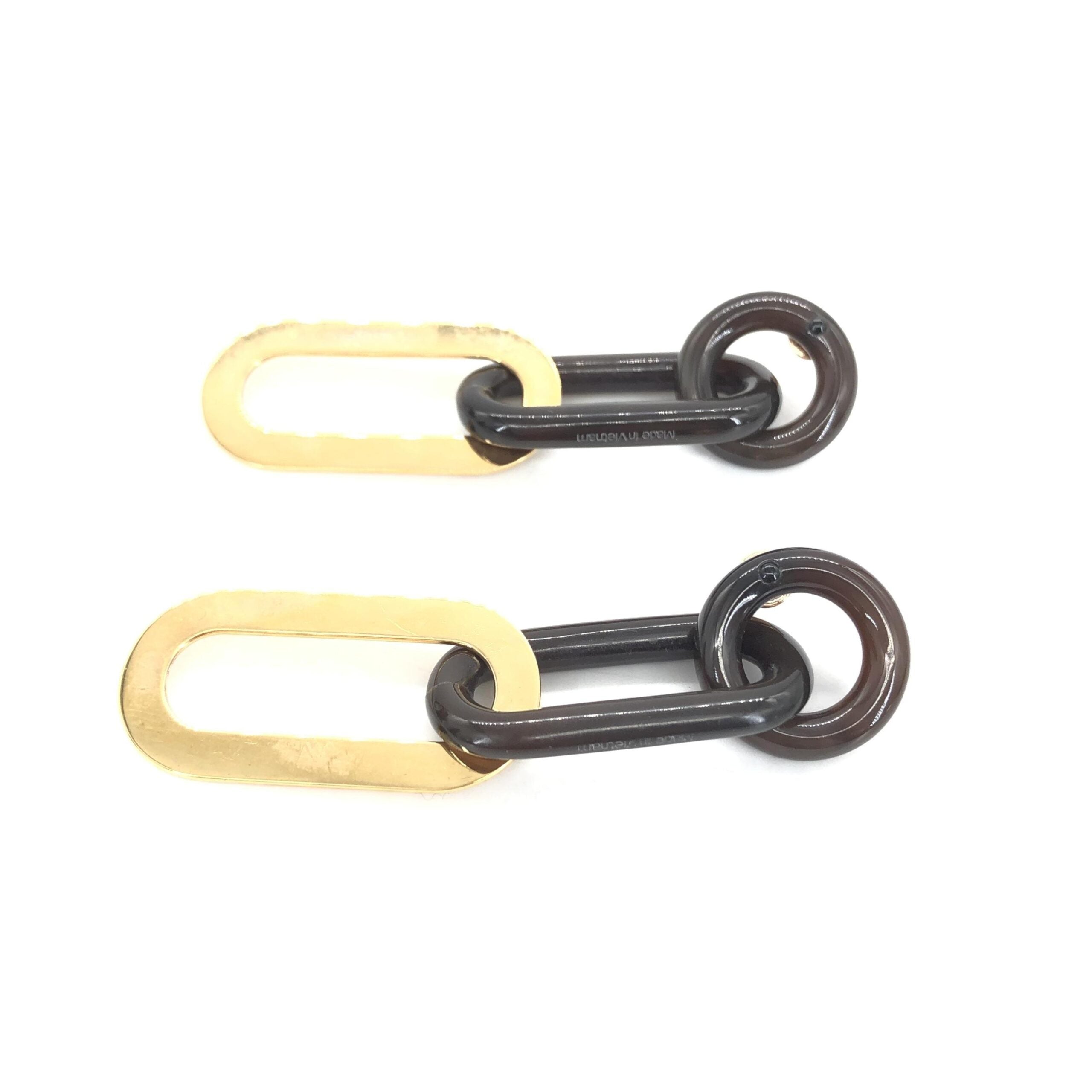 Hermès Gold Plated And Black Chain Link Earrings Hermès