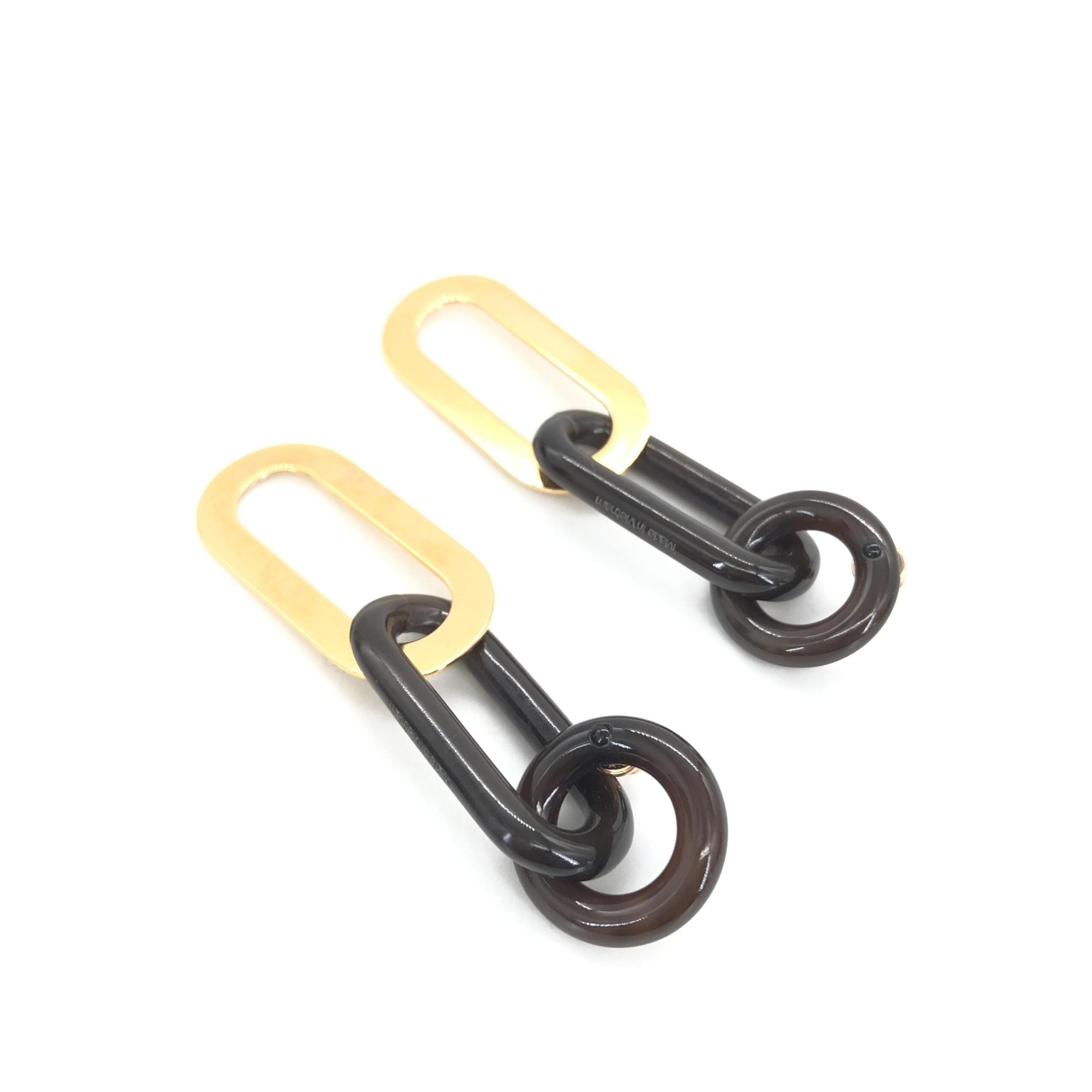 Hermès Gold Plated And Black Chain Link Earrings Hermès