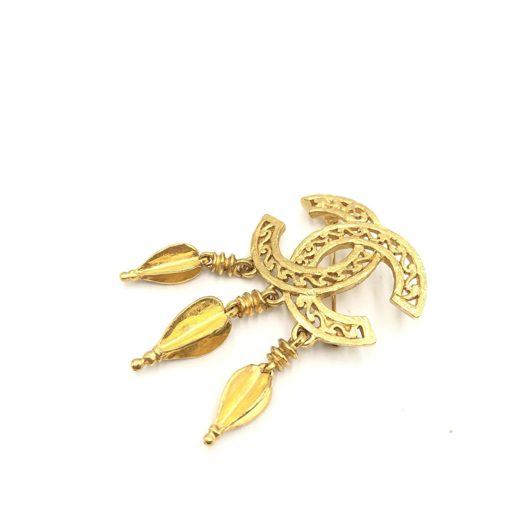 Chanel Gold Plated CC Logo Brooch Chanel