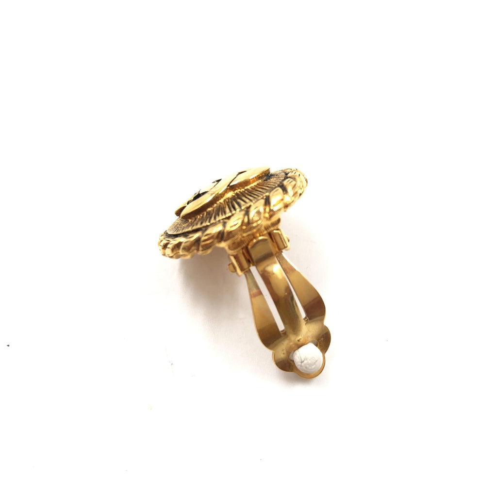 Chanel Gold Plated CC Clip On Earrings Chanel