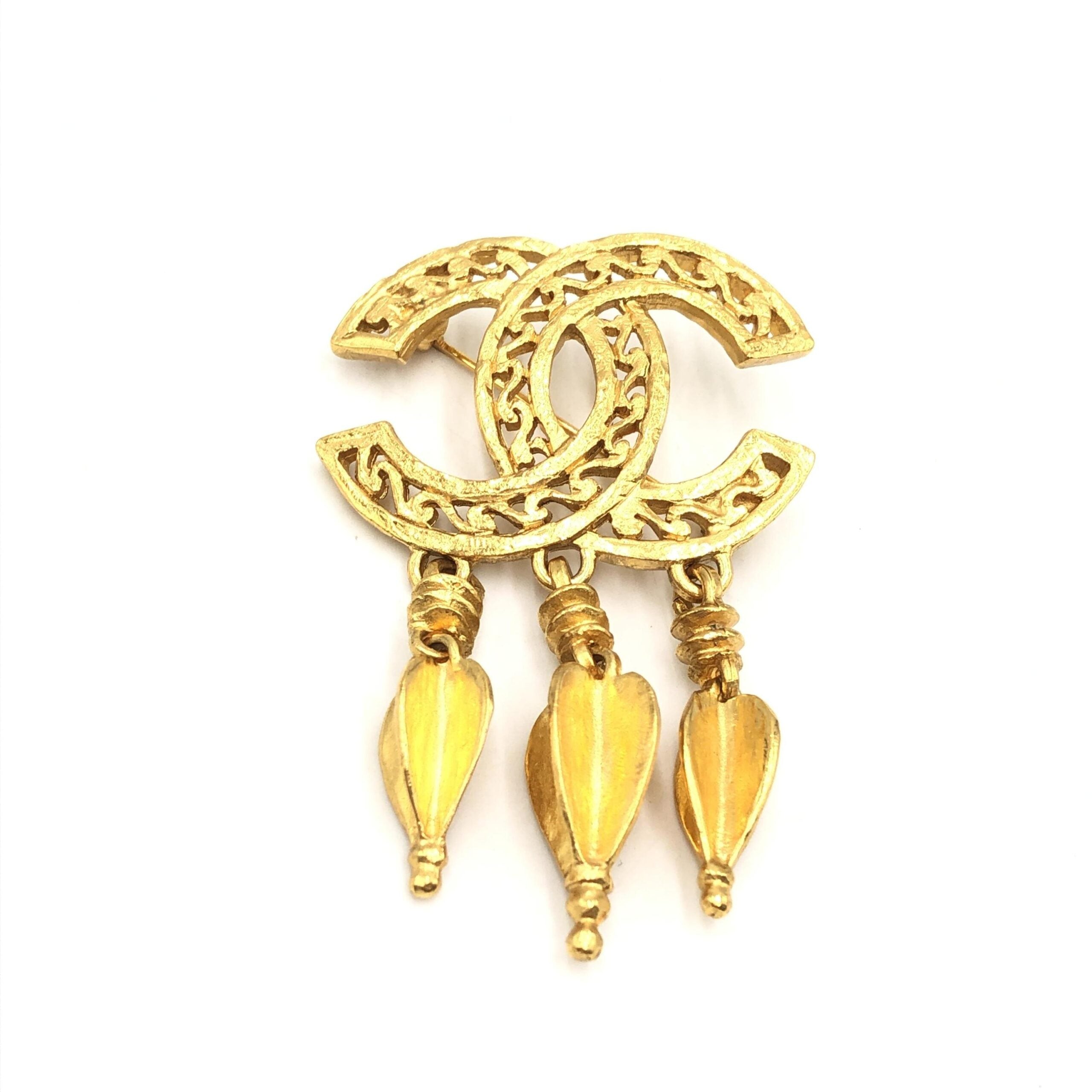 Chanel Gold Plated CC Logo Brooch Chanel
