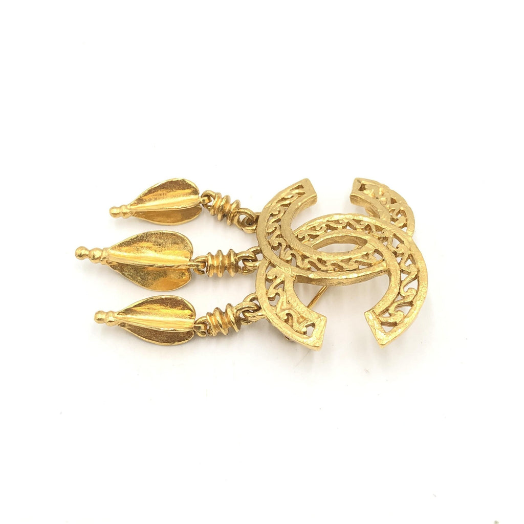 Chanel Gold Plated CC Logo Brooch Chanel