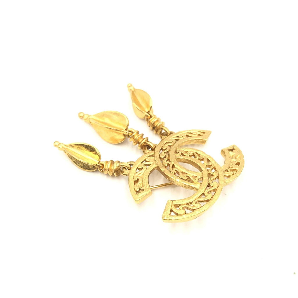 Chanel Gold Plated CC Logo Brooch Chanel