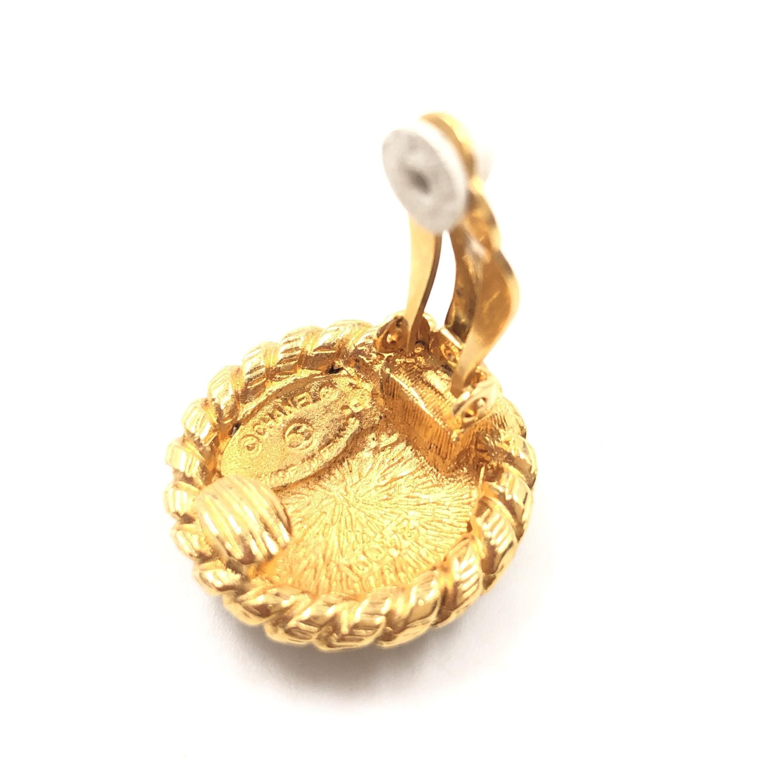 Chanel Gold Plated CC Clip On Earrings Chanel