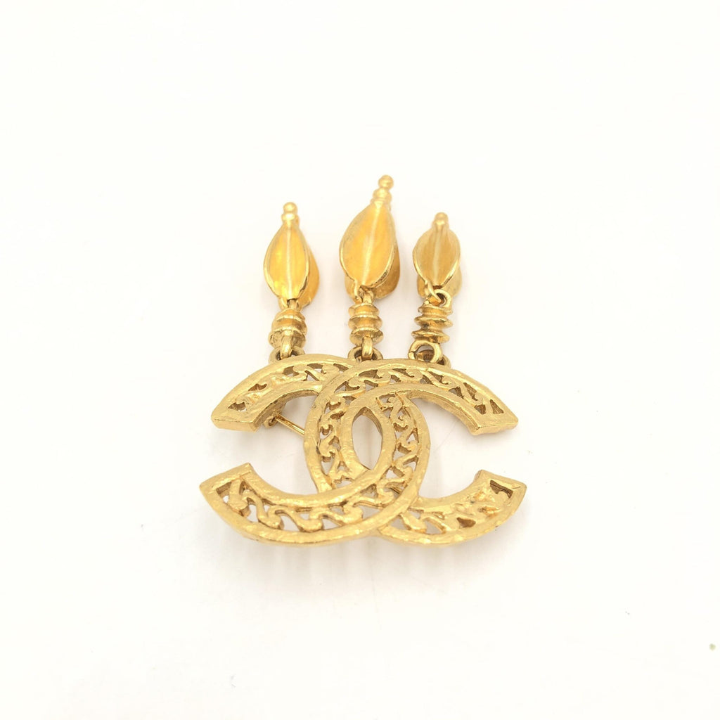 Chanel Gold Plated CC Logo Brooch Chanel