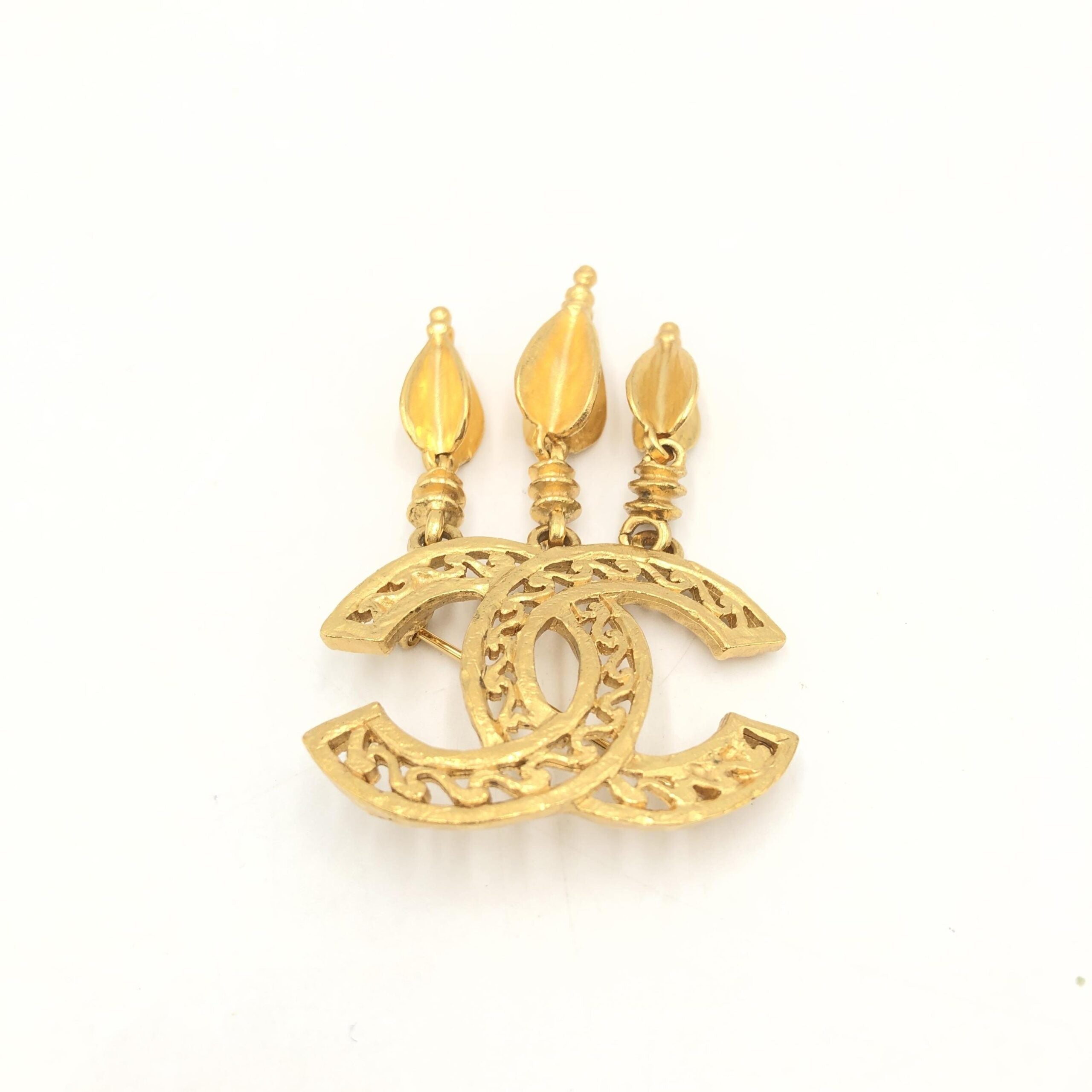 Chanel Gold Plated CC Logo Brooch Chanel