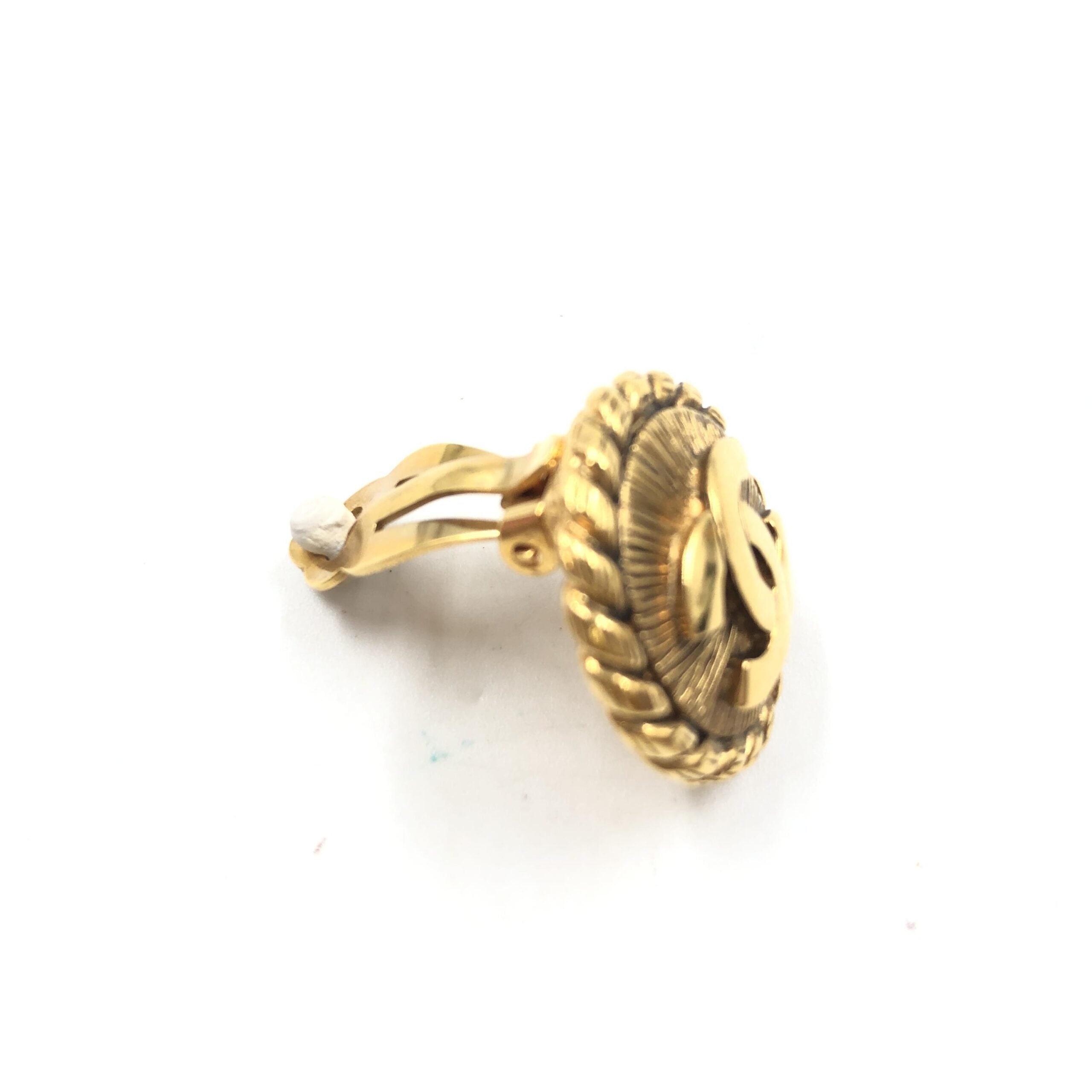 Chanel Gold Plated CC Clip On Earrings Chanel
