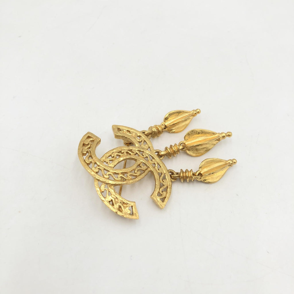 Chanel Gold Plated CC Logo Brooch Chanel