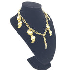 Chanel Gold Plated Chain Necklace With Bow Charms Chanel