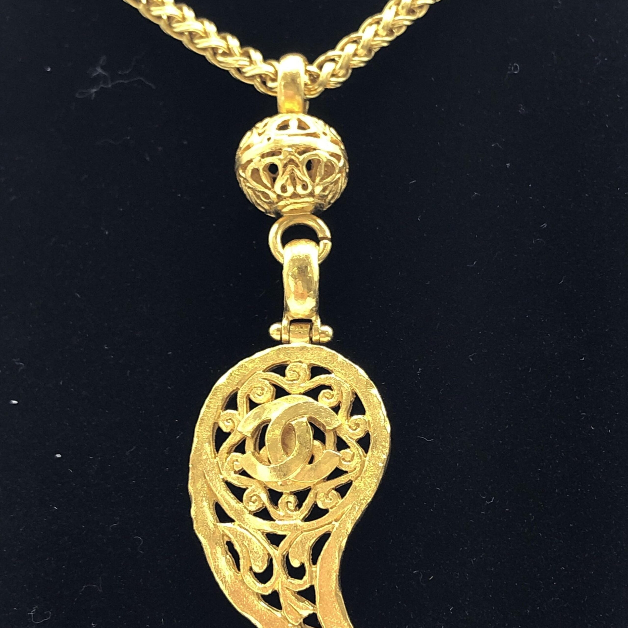 Chanel Gold Plated Coco Mark Necklace Chanel