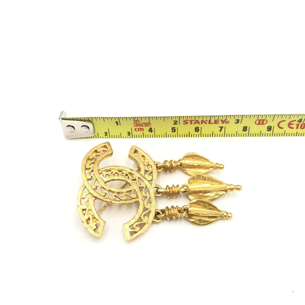 Chanel Gold Plated CC Logo Brooch Chanel