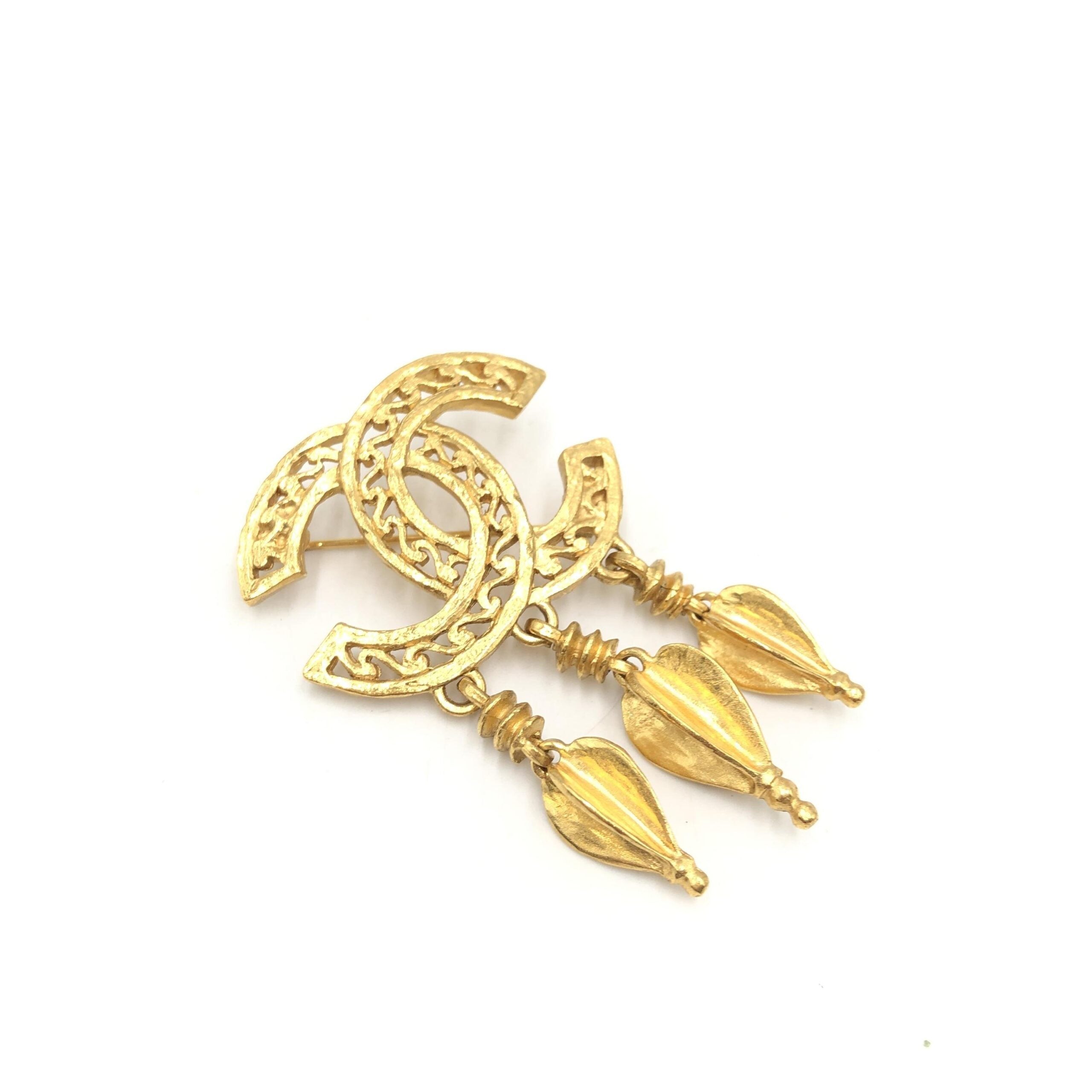 Chanel Gold Plated CC Logo Brooch Chanel