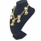 Chanel Gold Plated Chain Necklace With Bow Charms Chanel