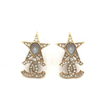 Chanel Gold Plated Star Coco Mark Earrings With Rhinestones Chanel