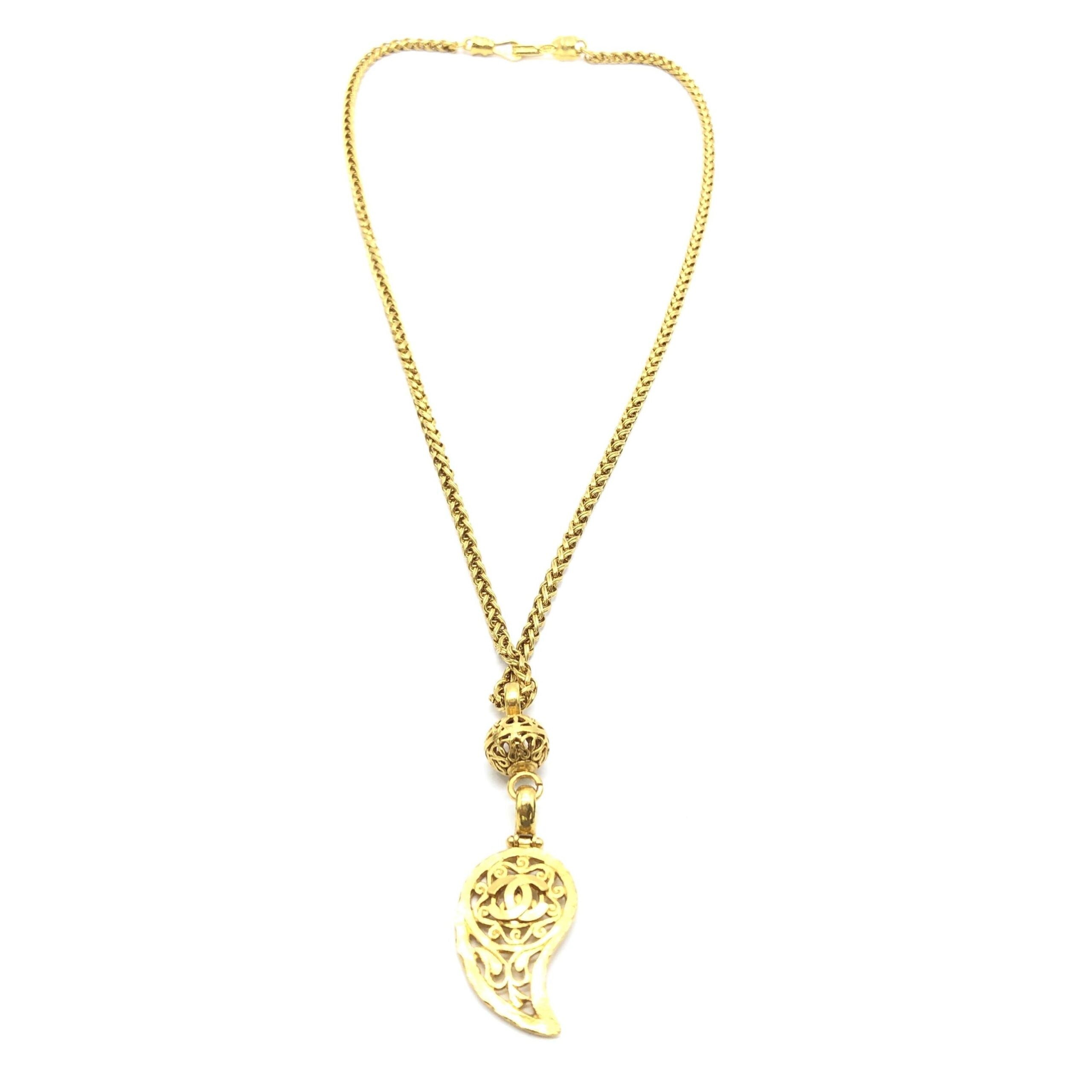 Chanel Gold Plated Coco Mark Necklace Chanel