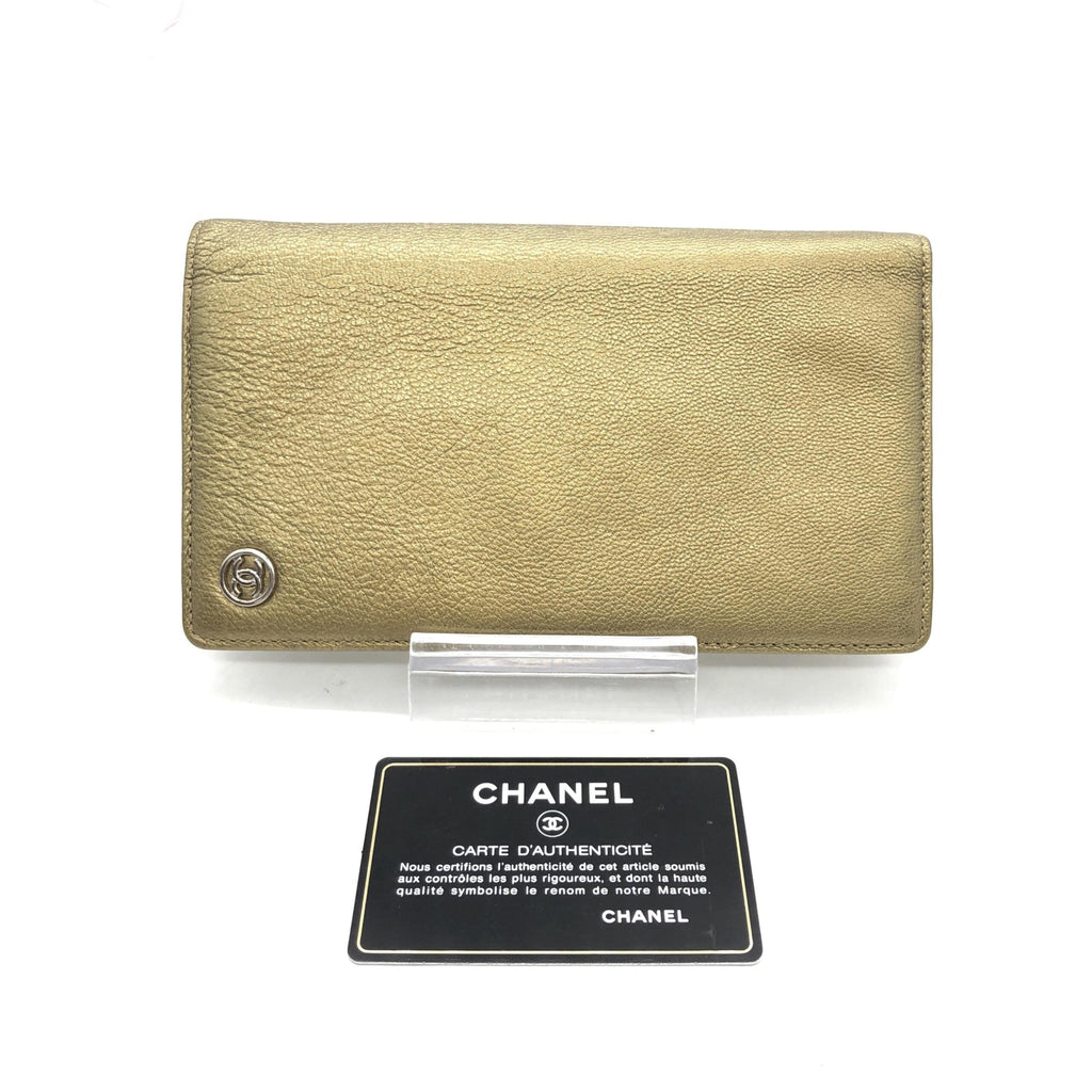 Chanel Gold Tone Caviar Leather Bifold Wallet Chanel