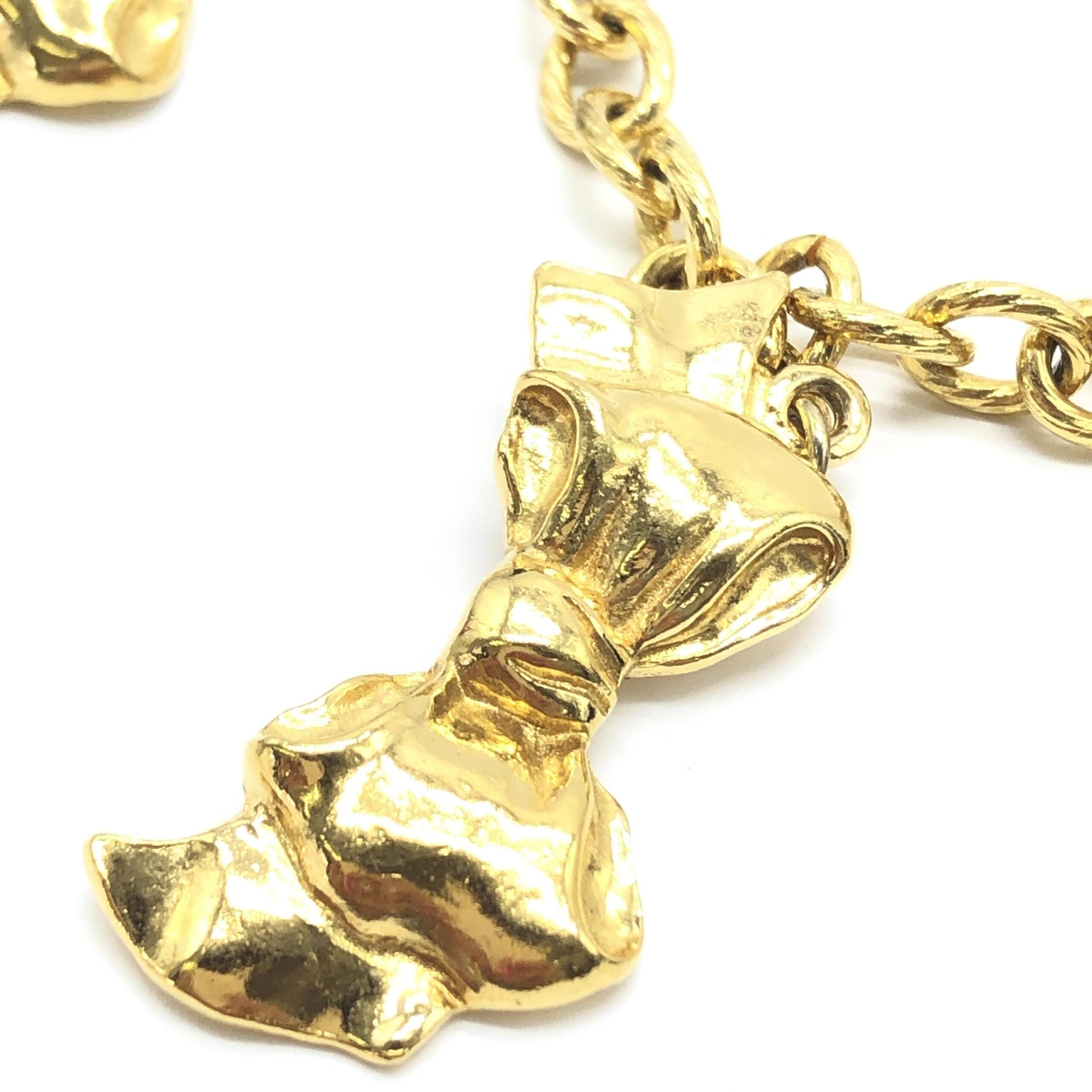 Chanel Gold Plated Chain Necklace With Bow Charms Chanel