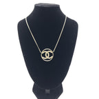 Chanel Gold Tone CC Circle Pendant Necklace Chanel