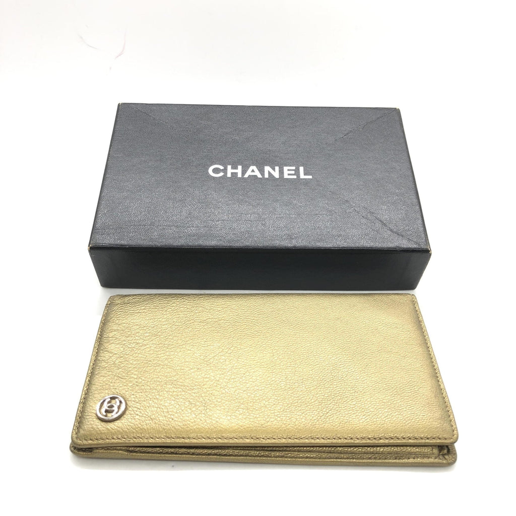 Chanel Gold Tone Caviar Leather Bifold Wallet Chanel