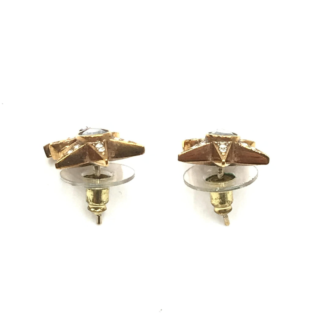 Chanel Gold Plated Star Coco Mark Earrings With Rhinestones Chanel