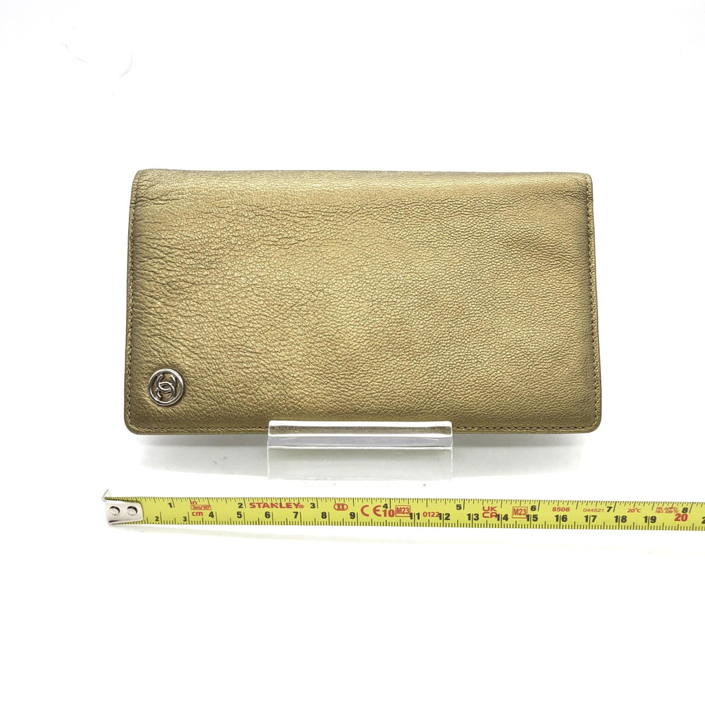 Chanel Gold Tone Caviar Leather Bifold Wallet Chanel