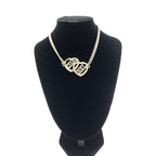 Chanel Gold Tone Heart Choker Necklace With Logo Chanel