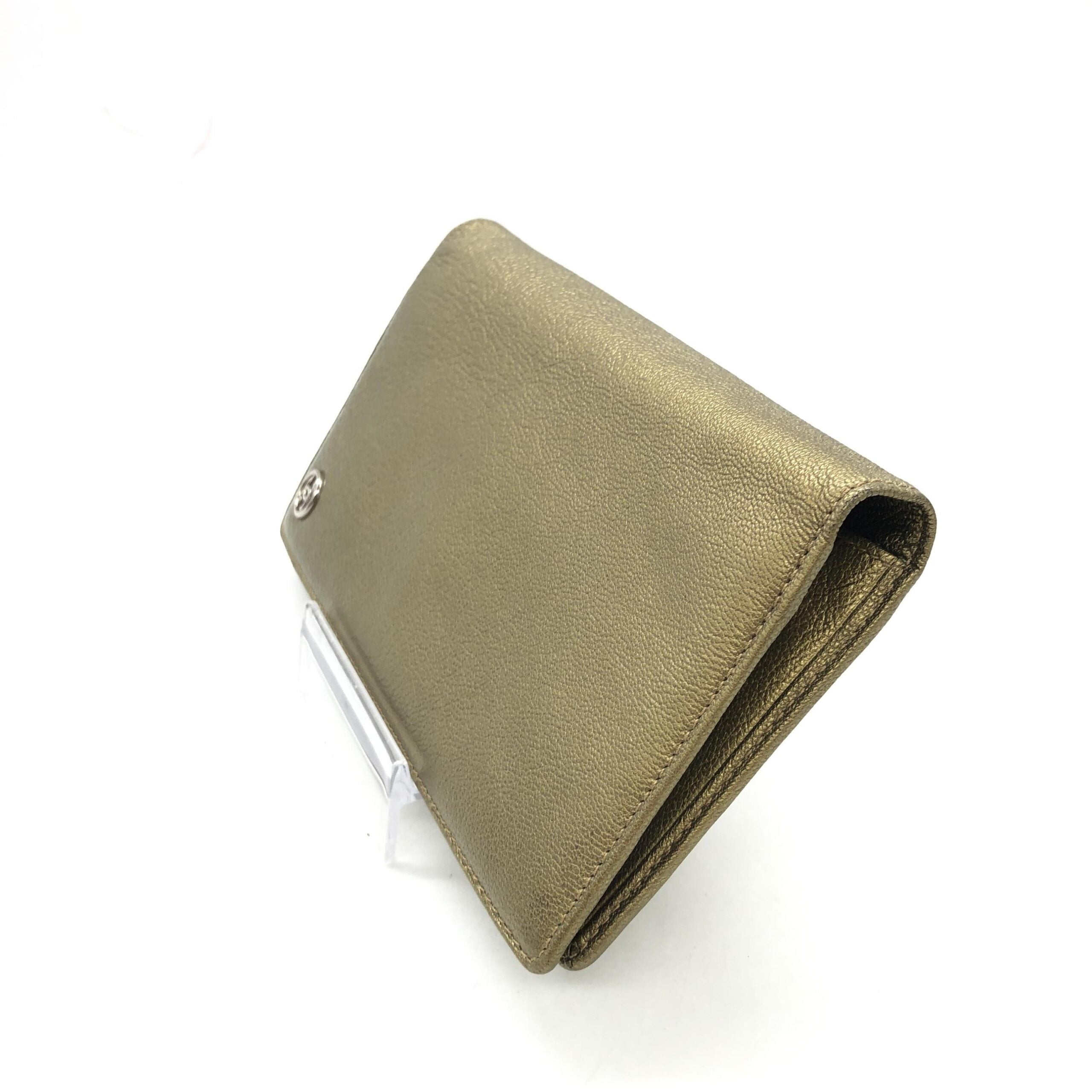 Chanel Gold Tone Caviar Leather Bifold Wallet Chanel
