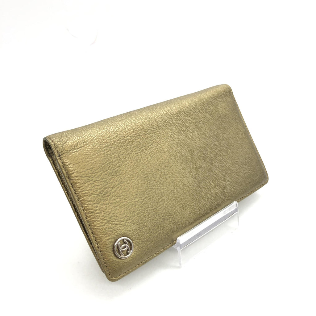 Chanel Gold Tone Caviar Leather Bifold Wallet Chanel