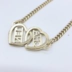 Chanel Gold Tone Heart Choker Necklace With Logo Chanel