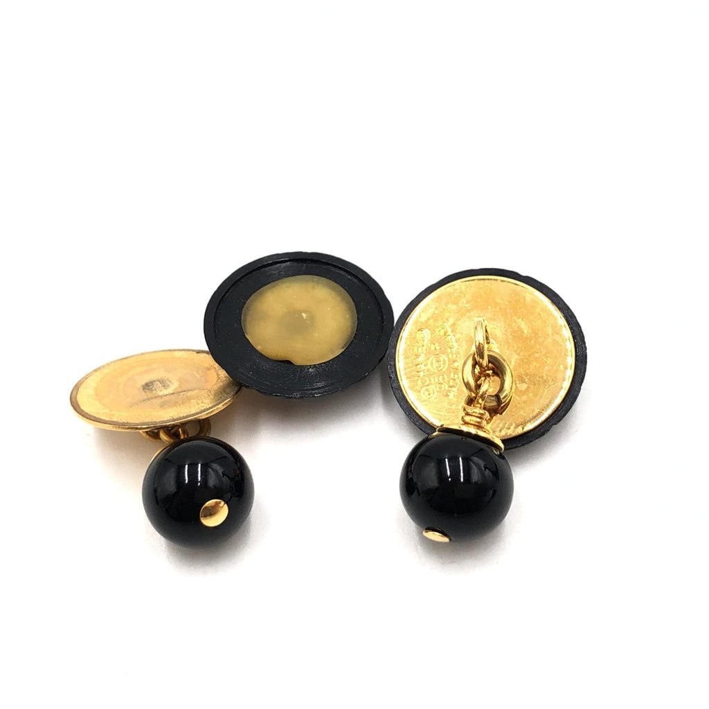 Chanel Matelasse Coco Mark Black Plastic Cufflinks Chanel