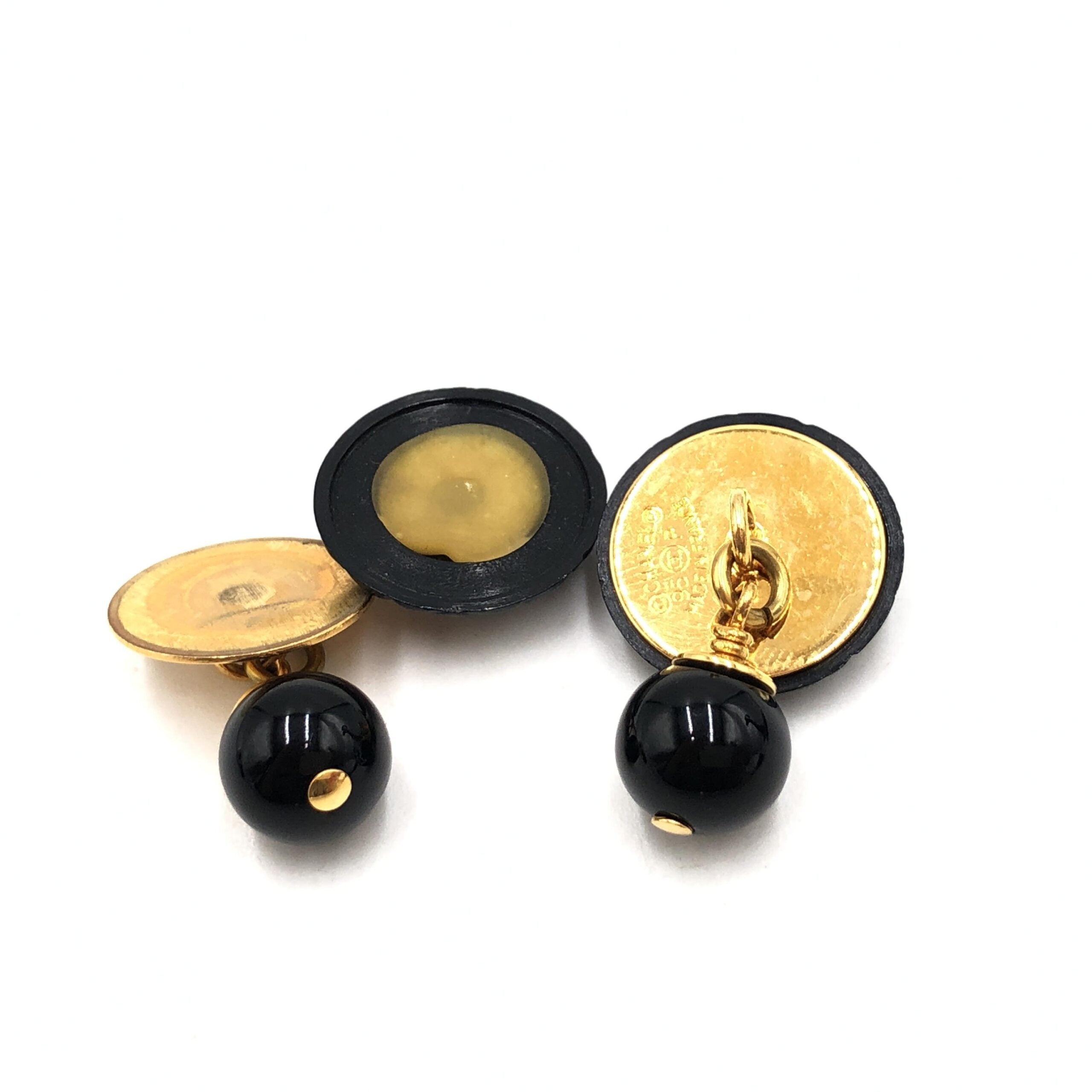 Chanel Matelasse Coco Mark Black Plastic Cufflinks Chanel