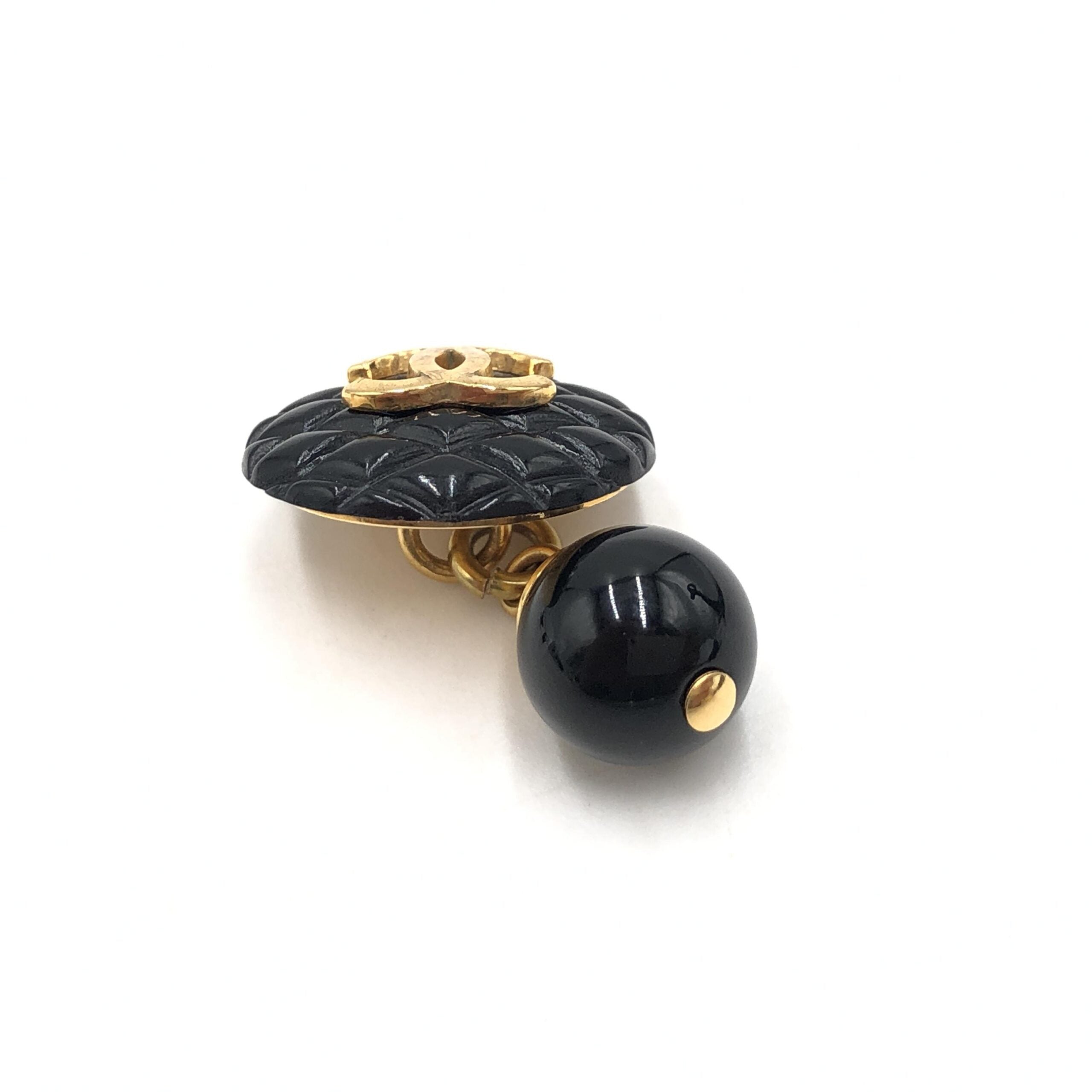 Chanel Matelasse Coco Mark Black Plastic Cufflinks Chanel