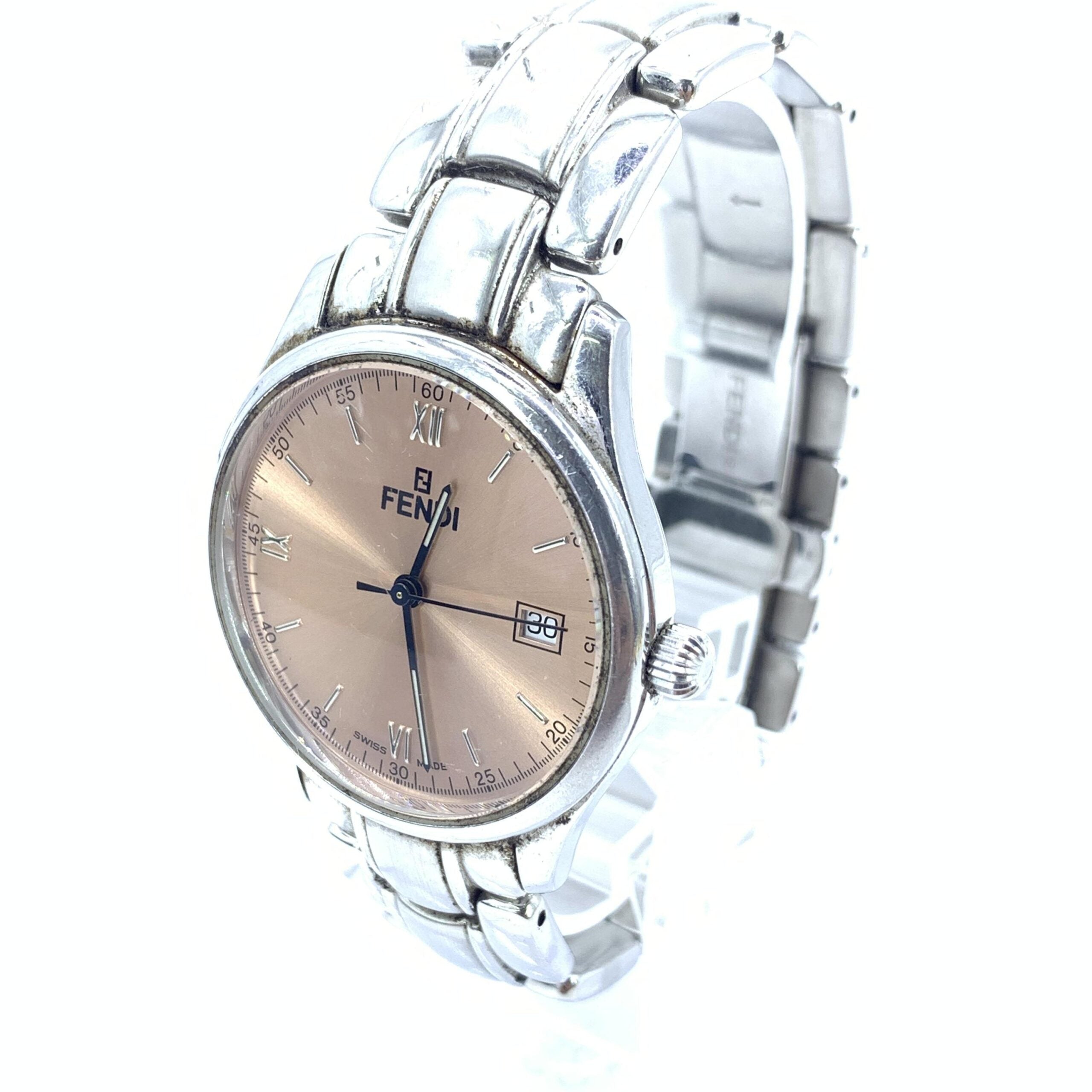 Fendi Pink Champagne Dial Quartz Watch, Stainless Steel Fendi