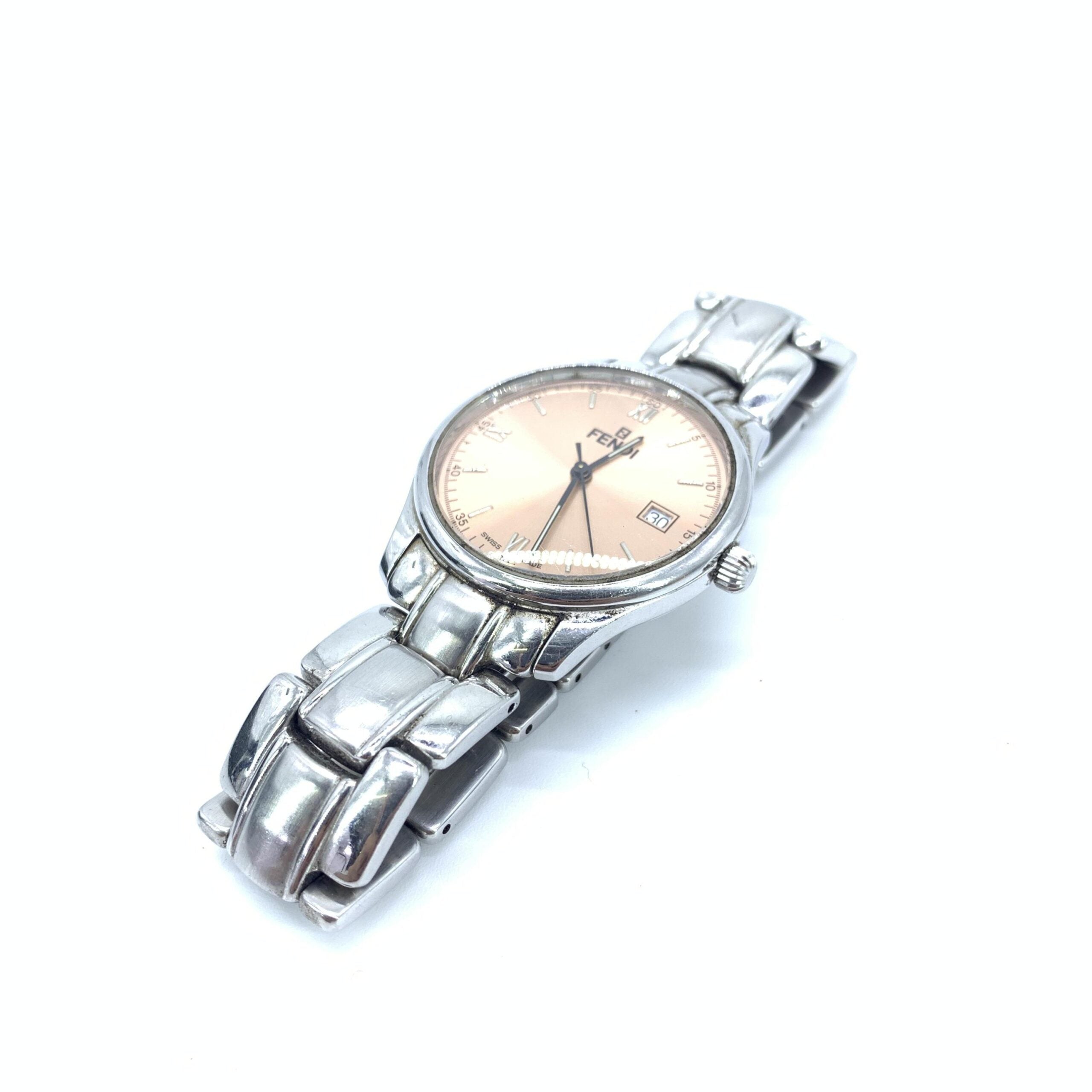 Fendi Pink Champagne Dial Quartz Watch, Stainless Steel Fendi