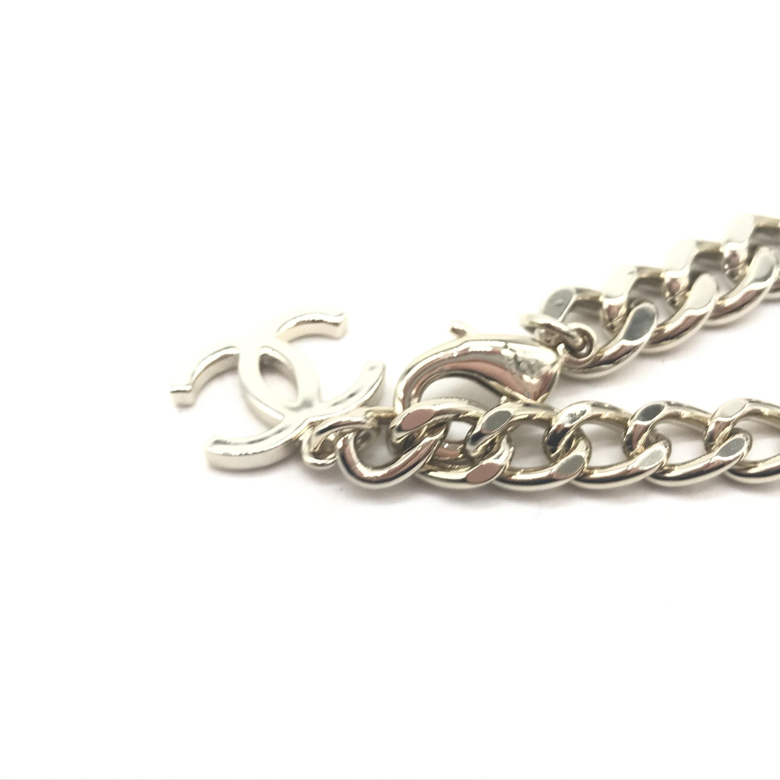 Chanel Silver Tone Curb Chain Link Necklace Chanel