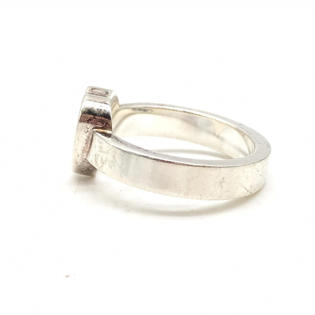 Gucci Sterling Silver Heart Trademark Ring, US Size 5.5 Gucci