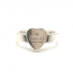 Gucci Sterling Silver Heart Trademark Ring, US Size 5.5 Gucci