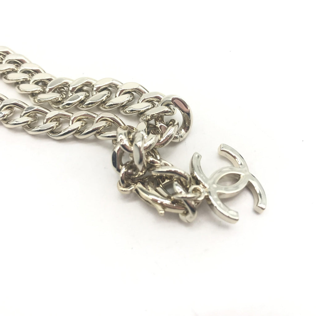 Chanel Silver Tone Curb Chain Link Necklace Chanel
