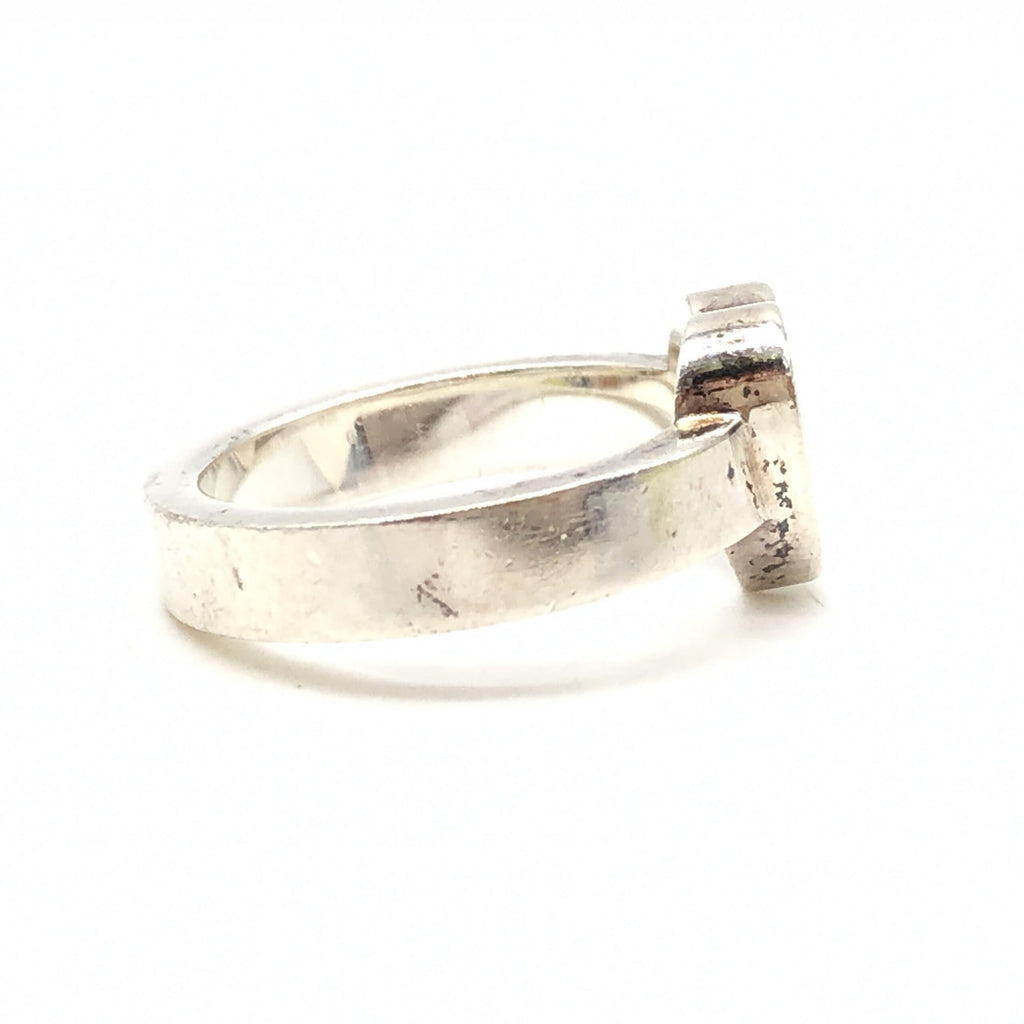 Gucci Sterling Silver Heart Trademark Ring, US Size 5.5 Gucci