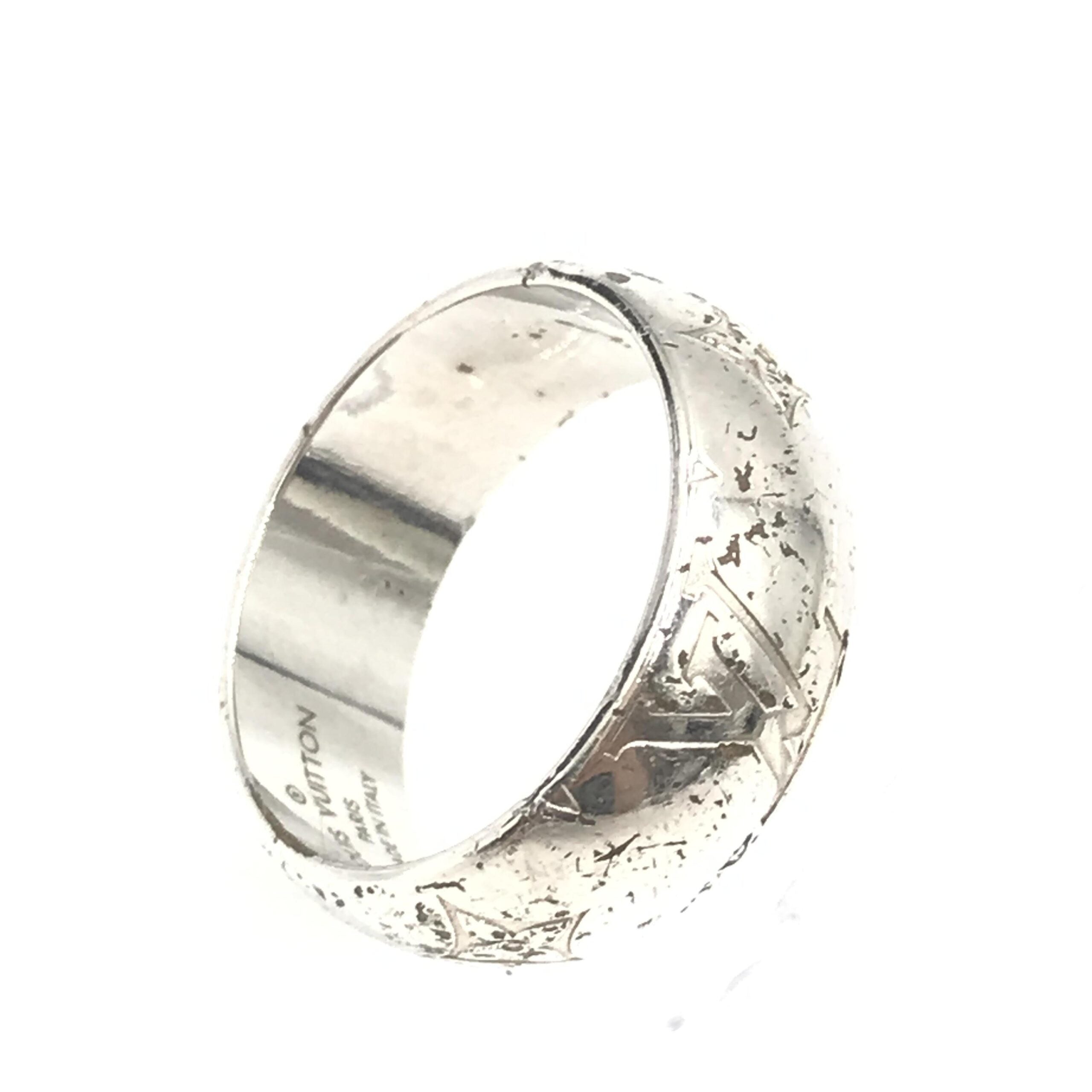 Louis Vuitton Silver-Tone Monogram Band Ring Louis Vuitton