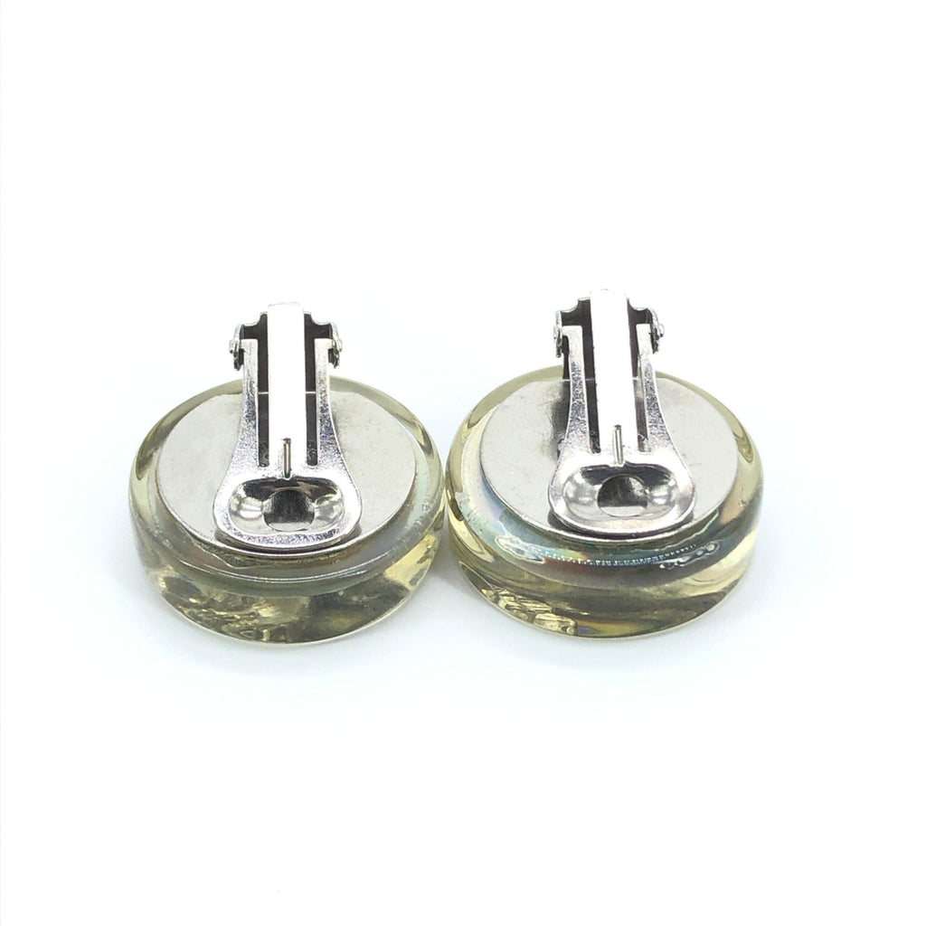 Chanel Vintage Holographic Logo Clip-On Earrings Chanel